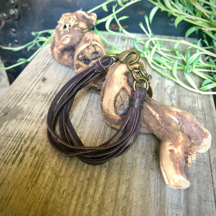 Leather 7-Strand Bracelet-Chocolate Brown & Brass, Boho