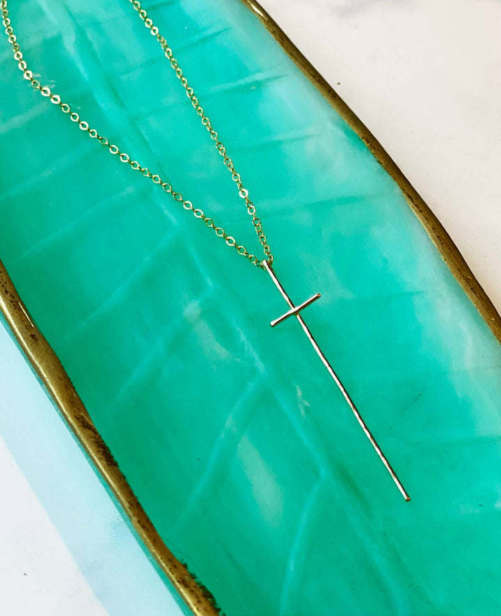 Necklace-Modern cross-14kt gold filled