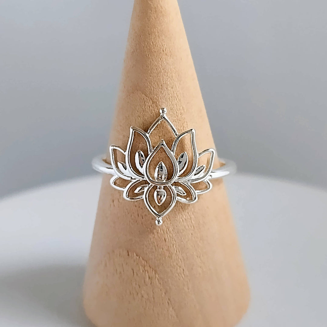 Gold Lotus Ring, Silver Lotus Ring, Indian Ring, OM Ring: Gold