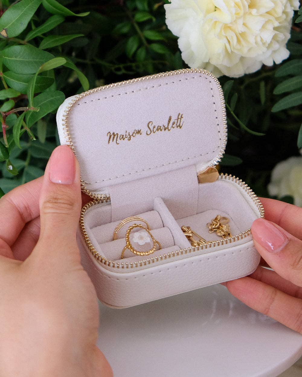 Marie-Leather Mini Travel Jewelry Box