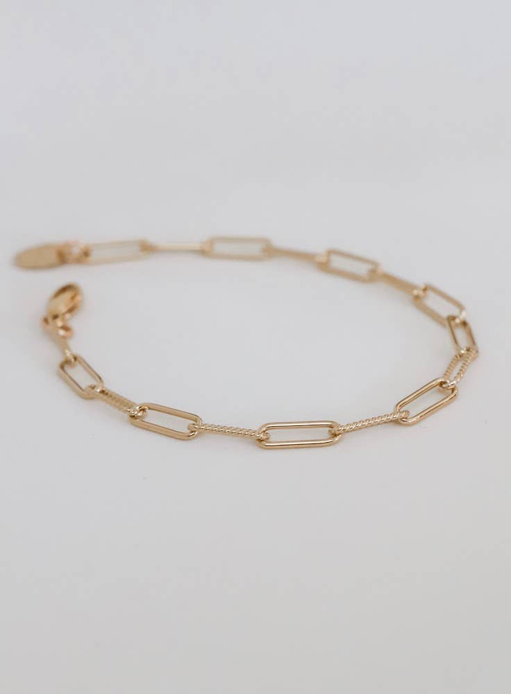 B1103G Gold Bracelet-Cecilia Paperclip Chain