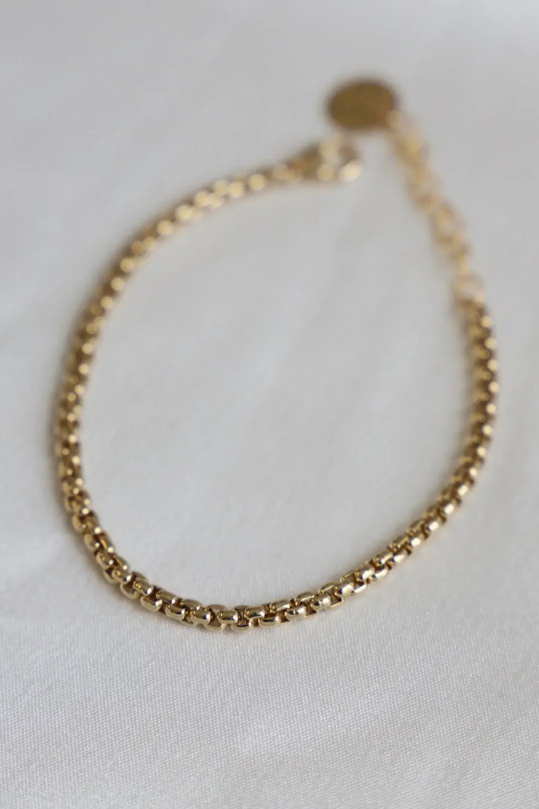 B1197 Gold Bracelet-Holland Round Box Chain