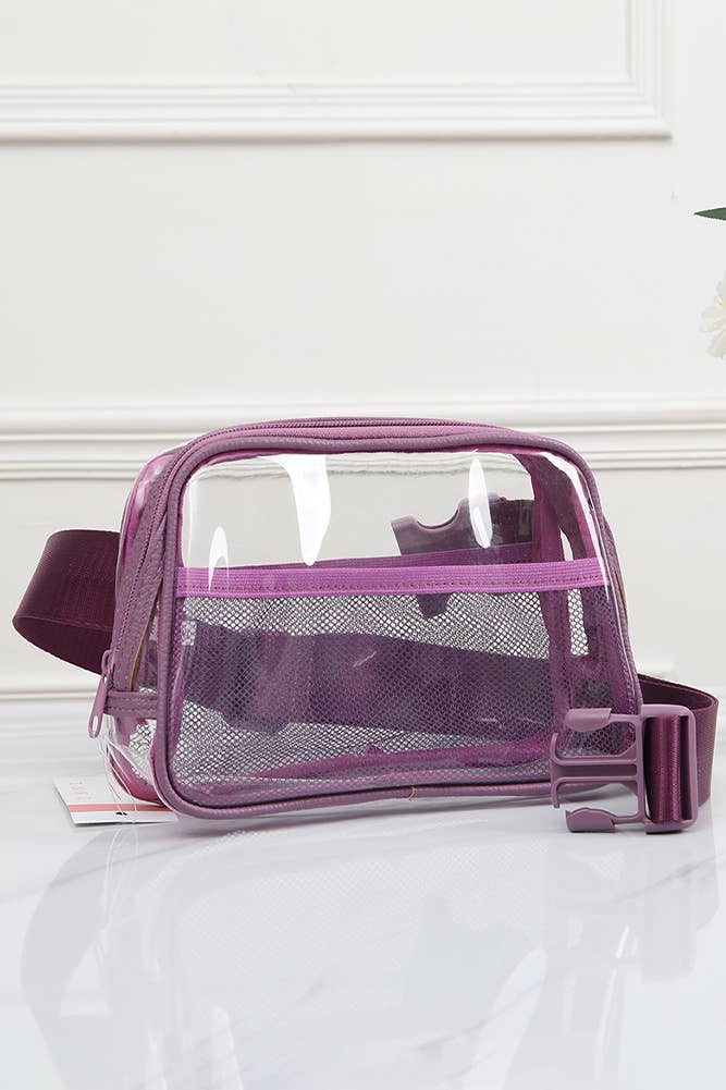 Solid Color Trim Clear Waist Crossbody Bag