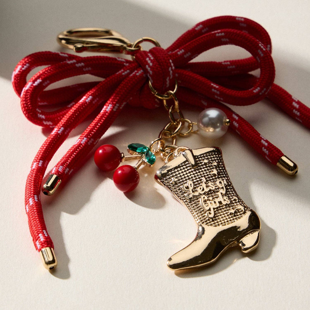 Pink Western Boots Enamel Keychain