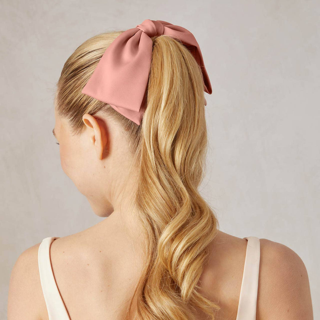 Recycled Fabric Bow Hair Clip 1pc- Rosewood