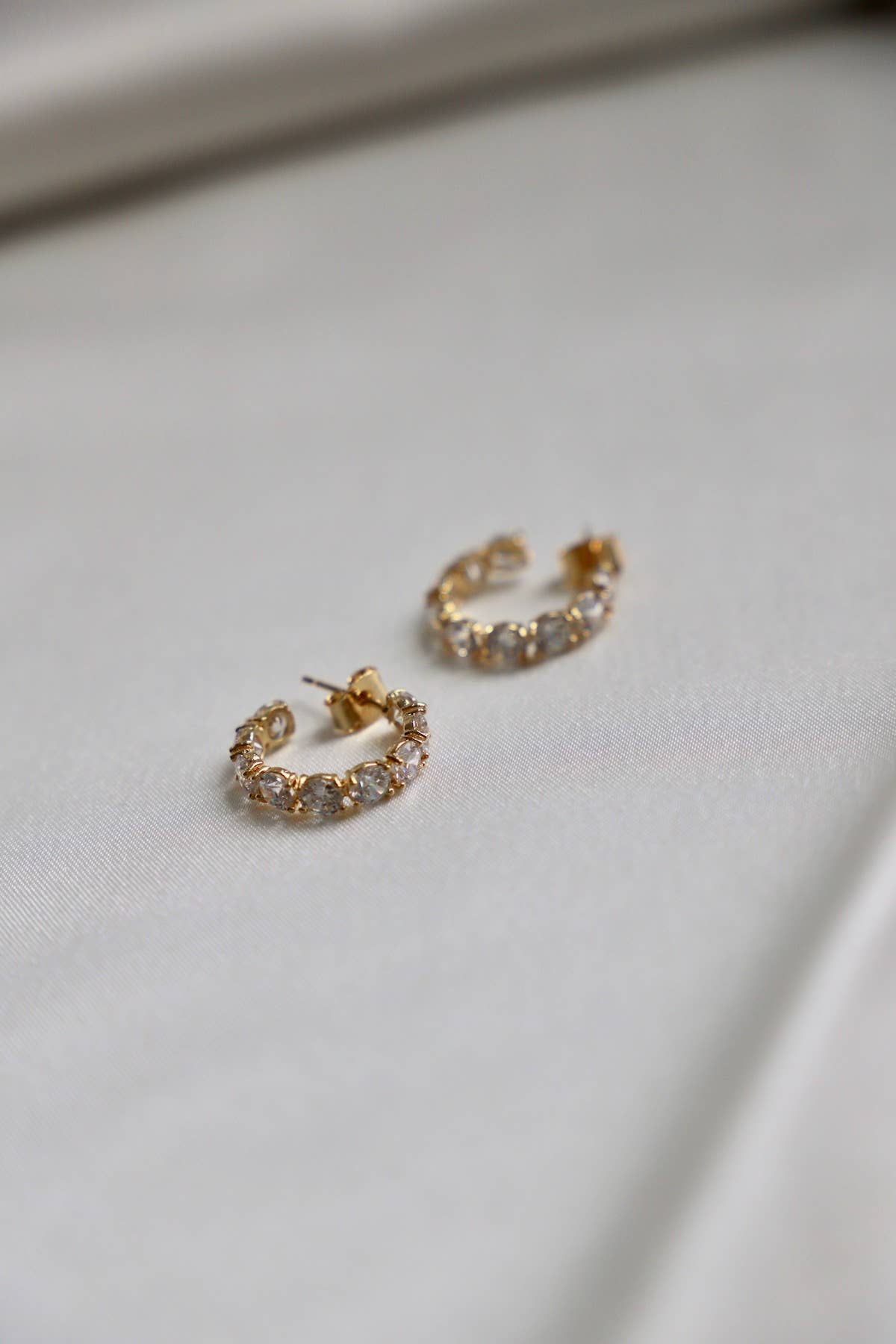 E1496G Gold Earrings-Stella CZ Eternity Hoops