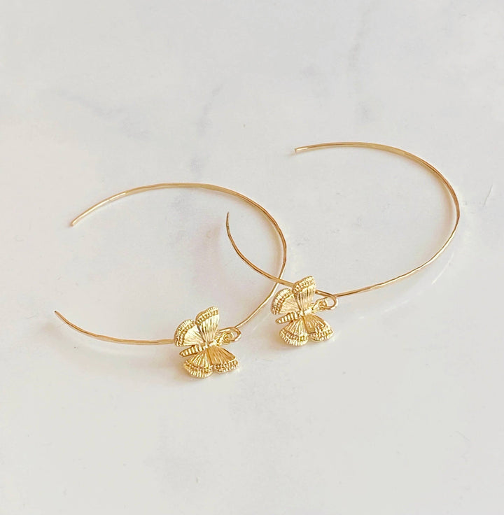 Earrings-Large butterfly hoop