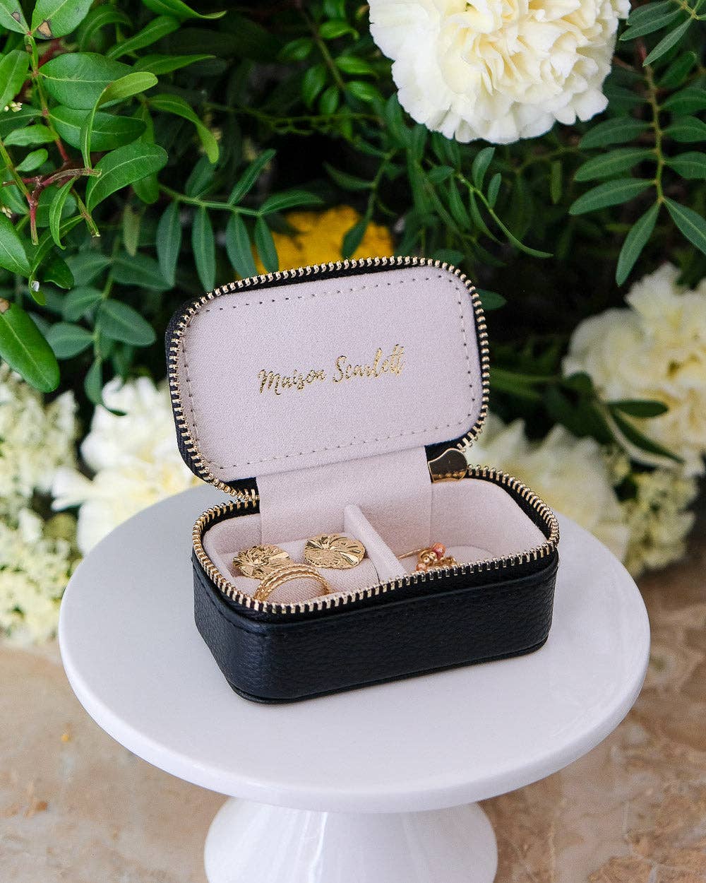 Marie-Leather Mini Travel Jewelry Box