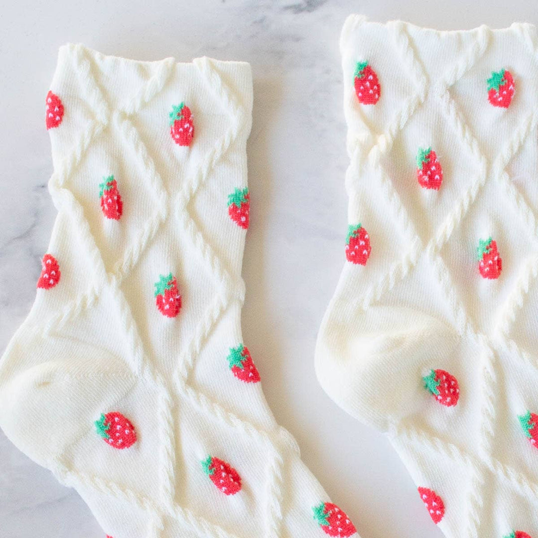 Casual Socks-Strawberry Diamond Shape