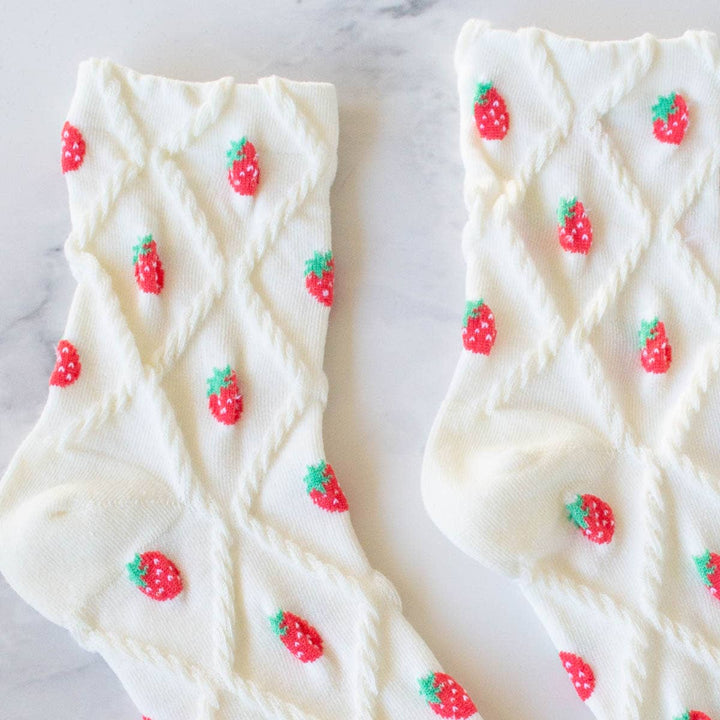 Casual Socks-Strawberry Diamond Shape