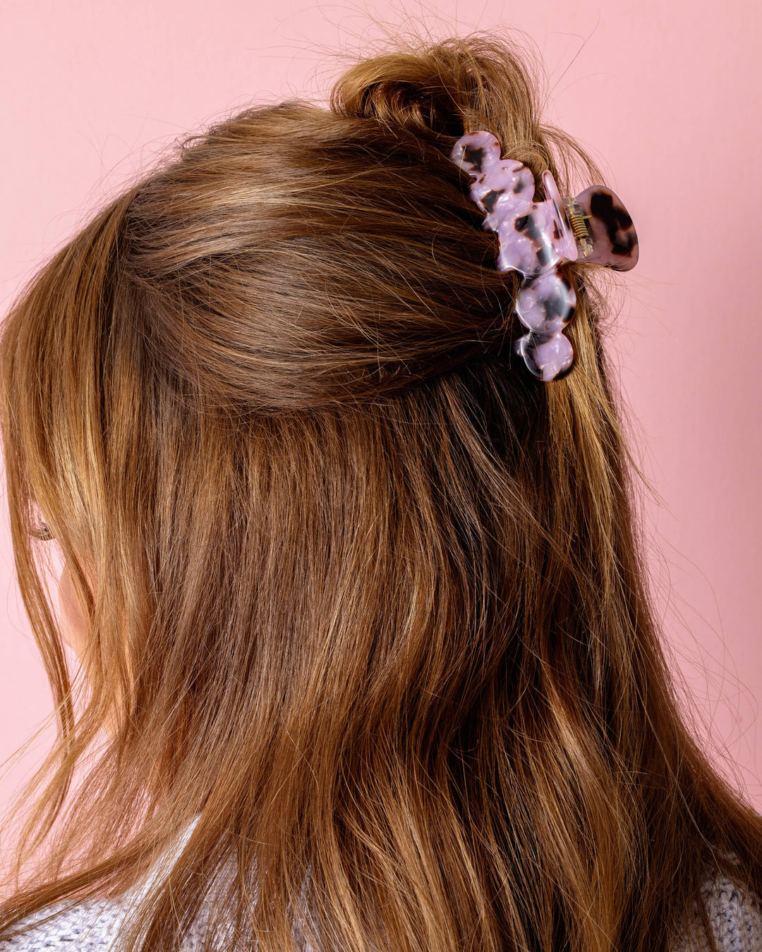Claw Hair Clip - Pink + Black Tortoise