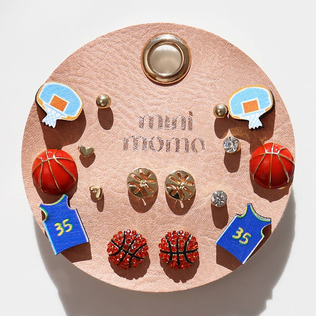 Sports Stud Earrings Multipack Assorted Set - Basketball