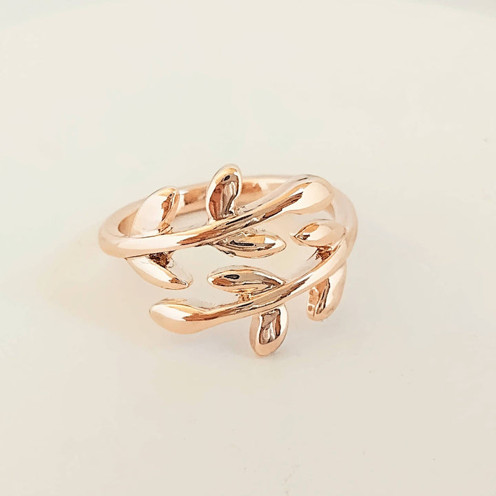 Leaf Ring, Nature Ring, Bypass Nature Ring: Rose Gold