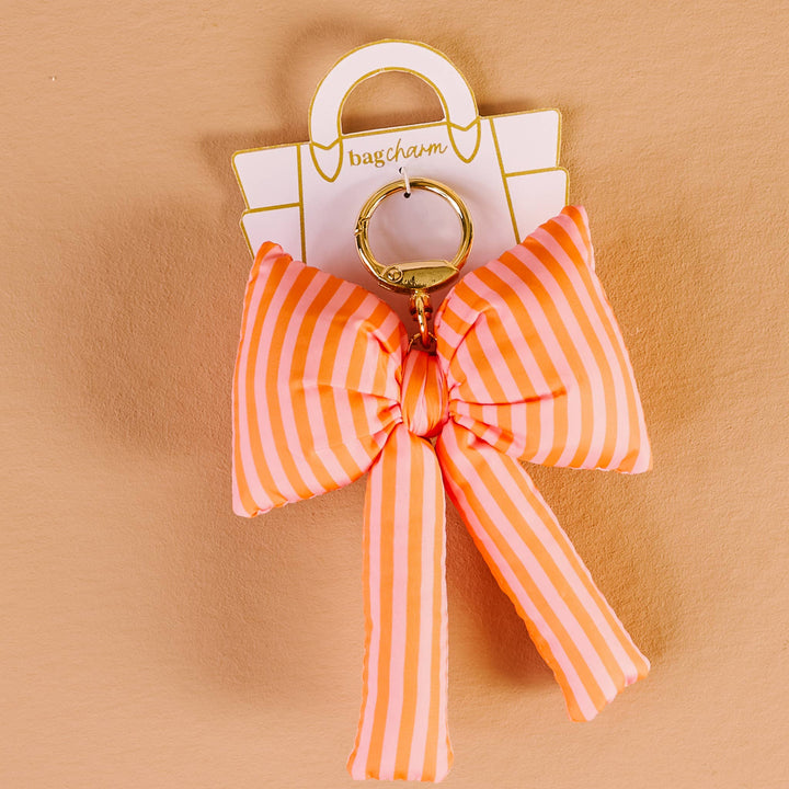Puffy Bow Bag Charm-Sherbet Stripes