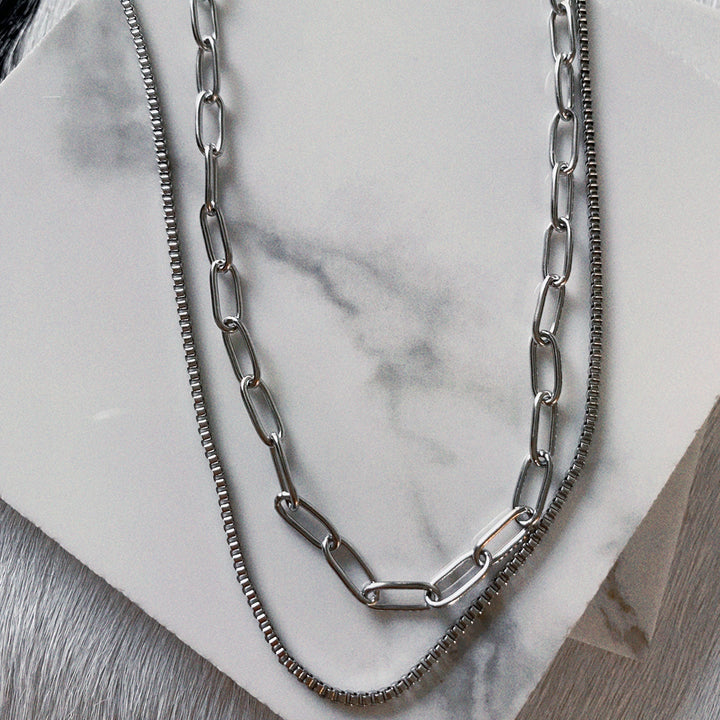 Necklace-Piper Two Piece Paper Clip Chain Layered