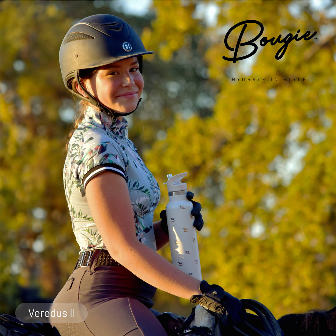 VEREDUS II Horse Motif Cream | 25 oz Insulated Water Bottle