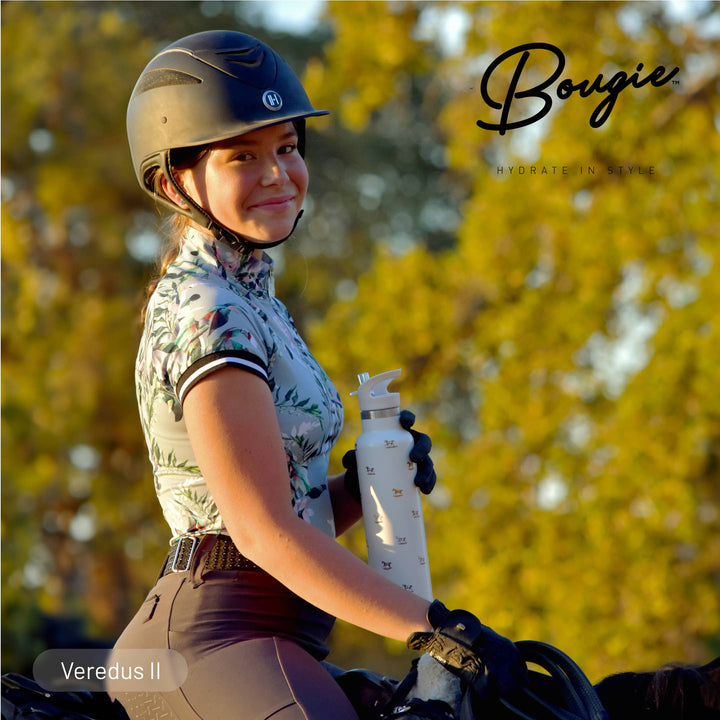 VEREDUS II Horse Motif Cream | 25 oz Insulated Water Bottle