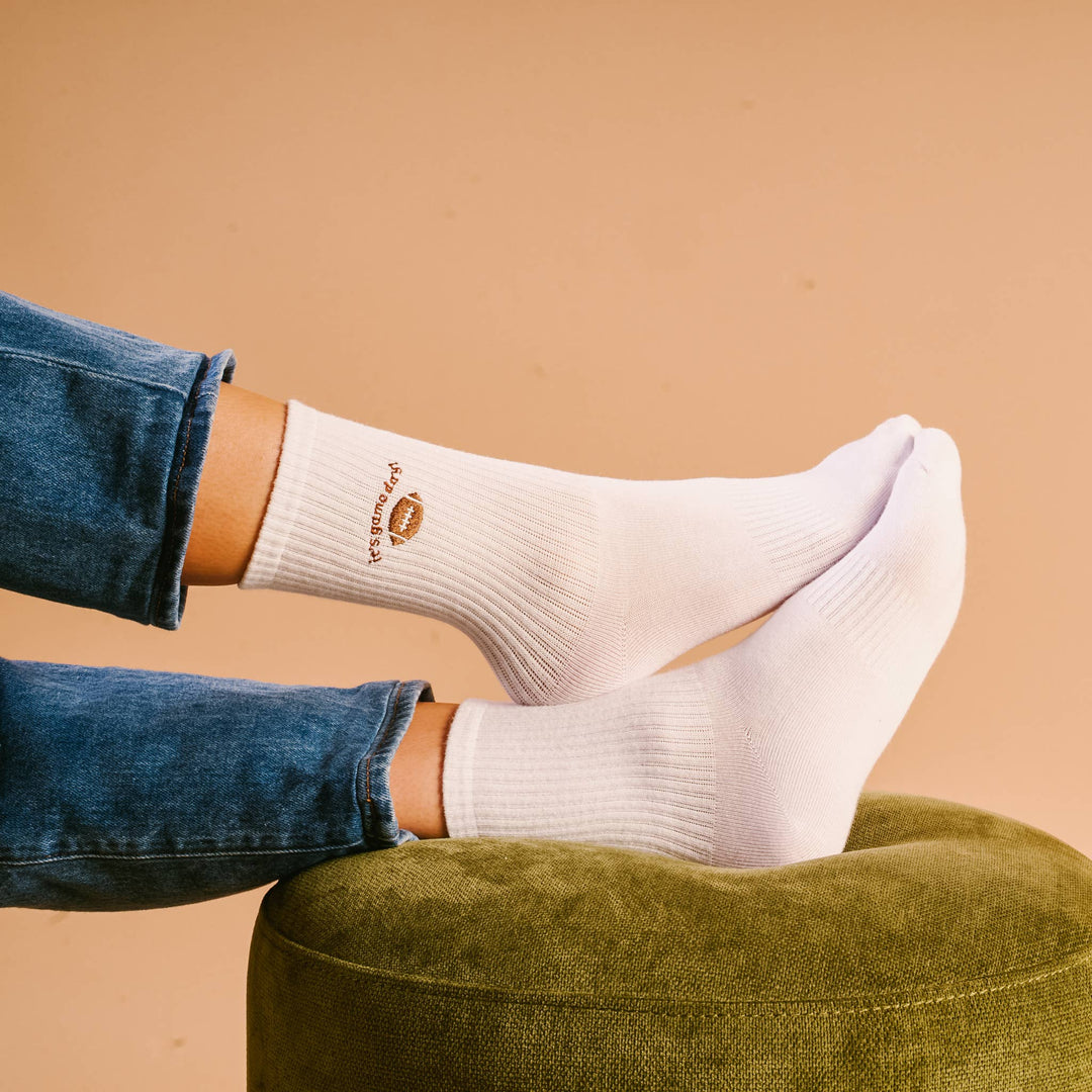 Embroidered Crew Socks-It's Game Day