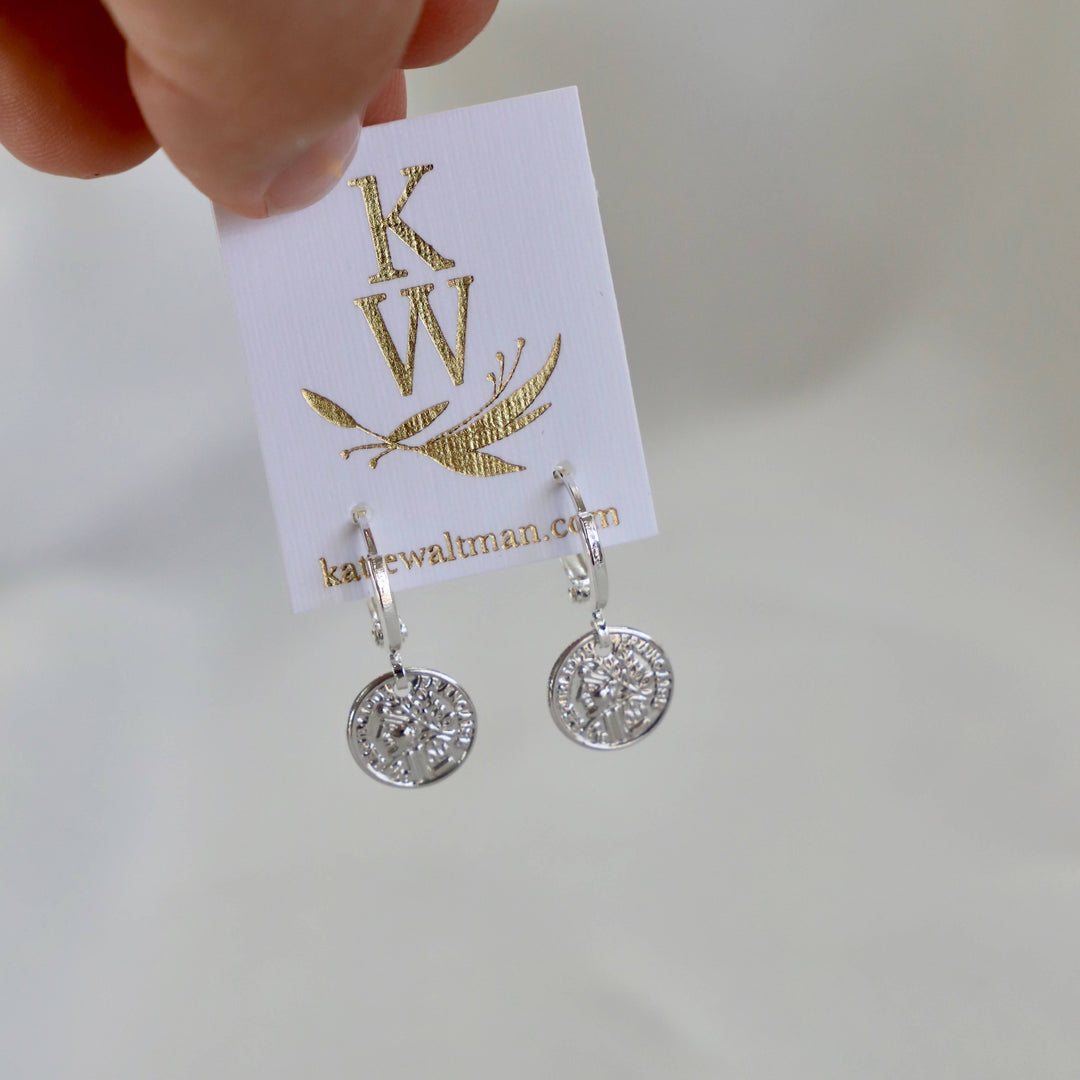E1366G Gold Earrings-Petite Coin Huggie