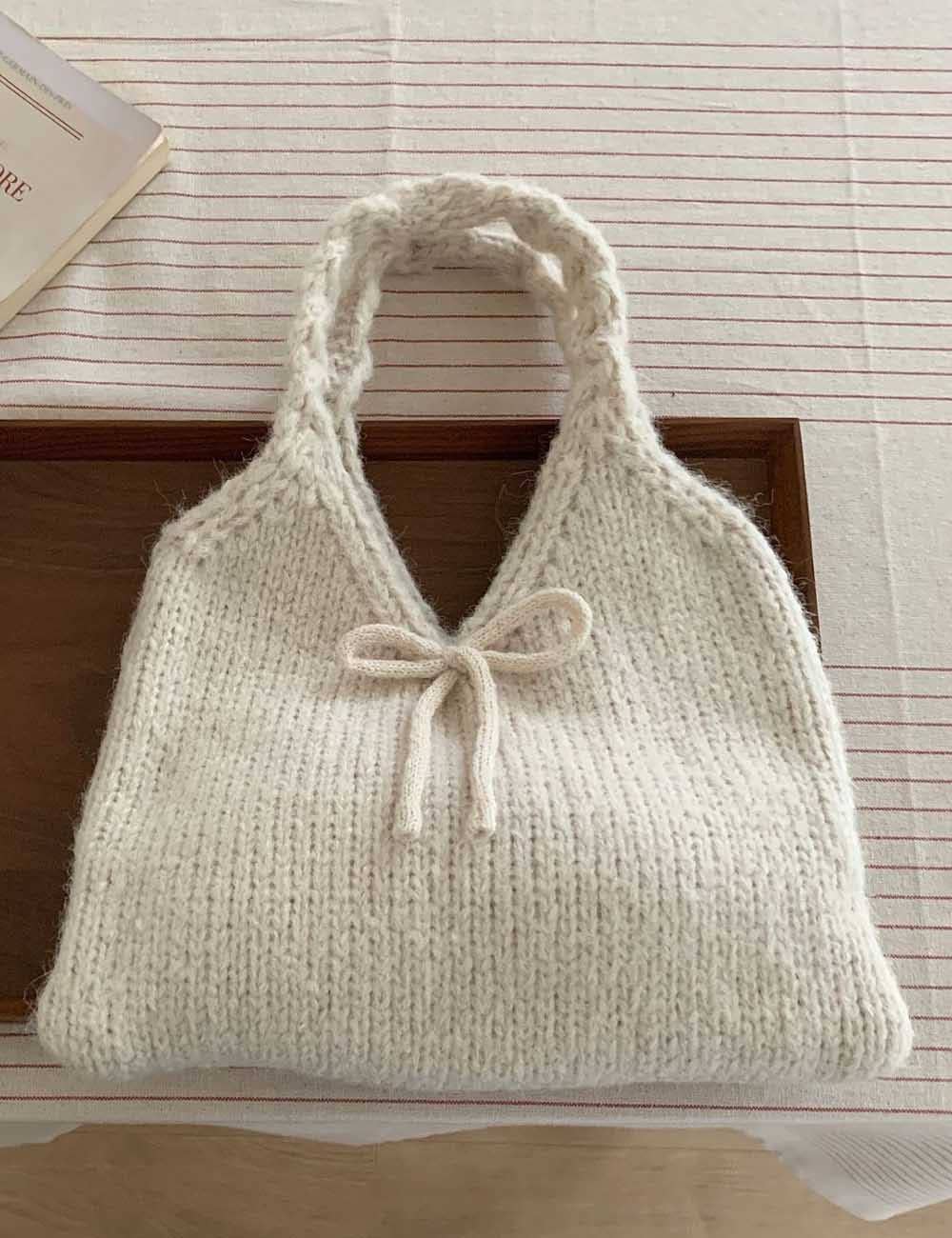 Cute Bow Knot Knit Handbag Underarm Bag DP25H585