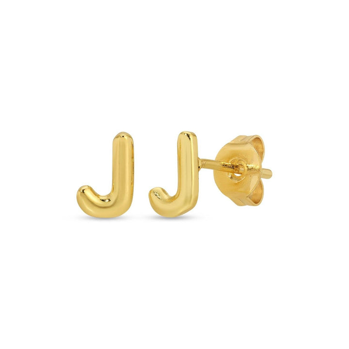 Velvet Gift Tag-Gold Initial Studs