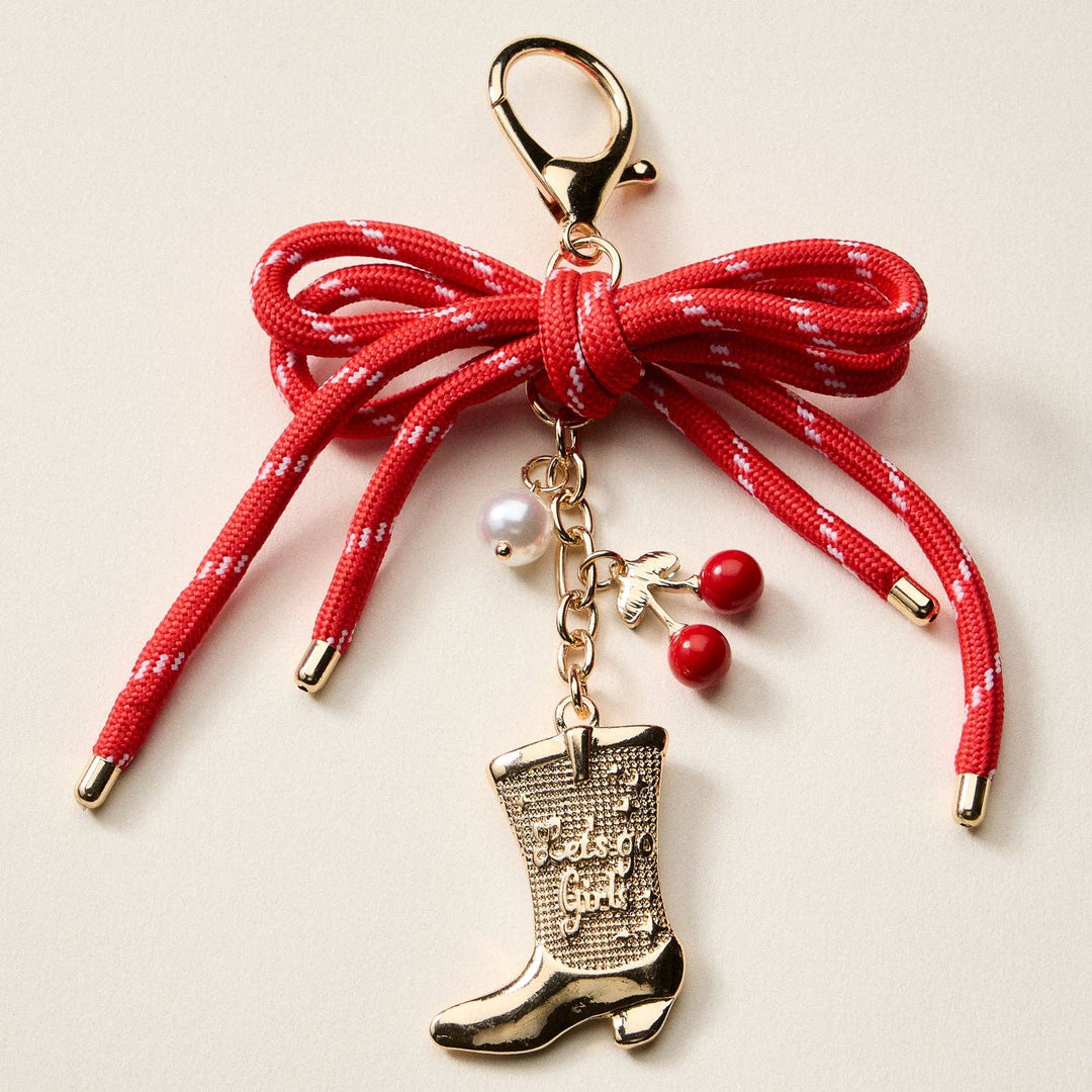 Pink Western Boots Enamel Keychain