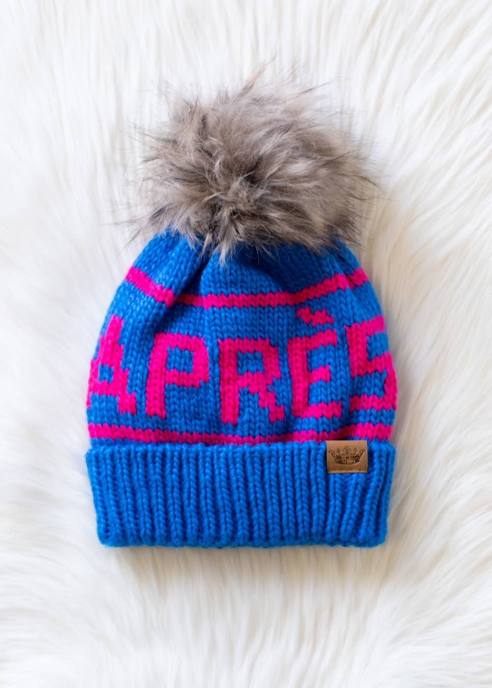 Pom Hat-Blue & Pink Apres