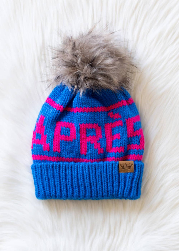 Pom Hat-Blue & Pink Apres
