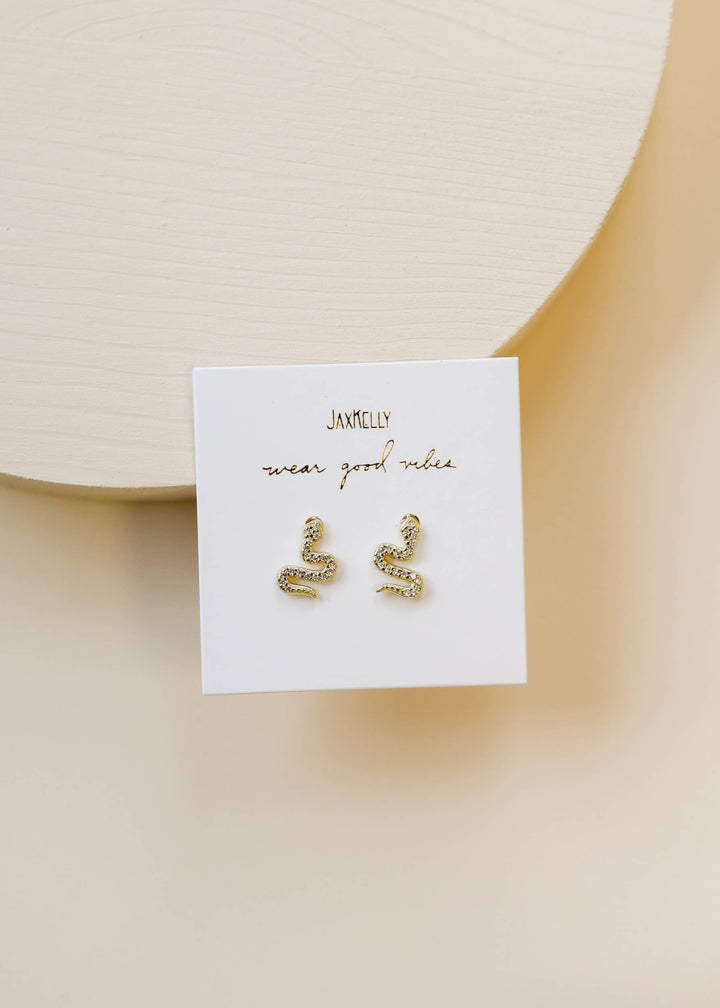 Earrings-Pave Stud Snake