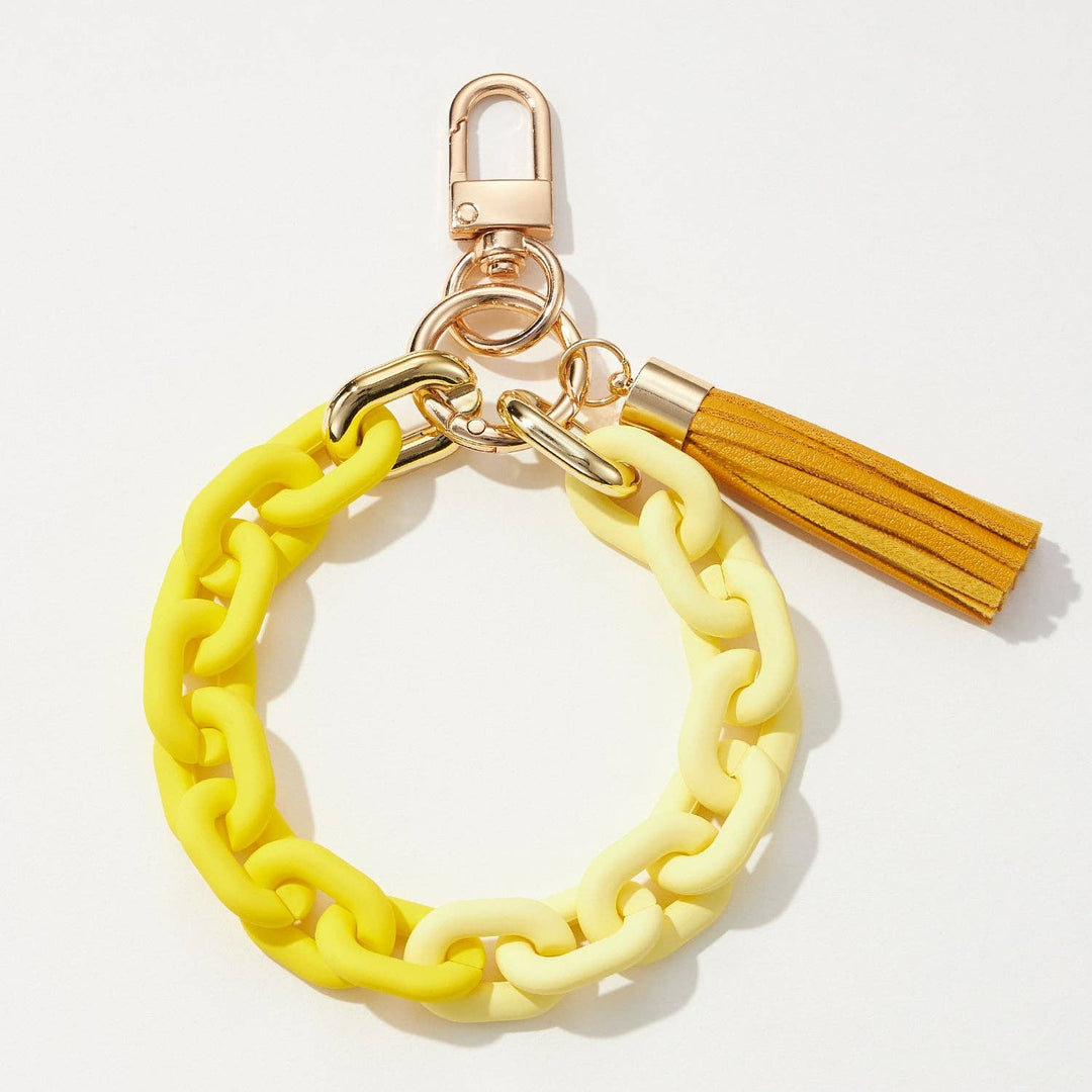 Key Ring-Silicone Coated Matte Bracelet with Leather Tassel