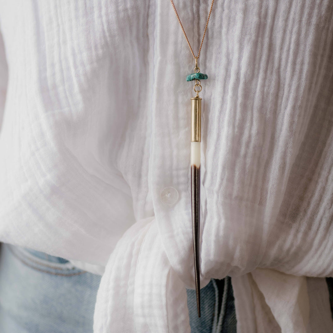 Necklace-Quill + Turquoise Necklace