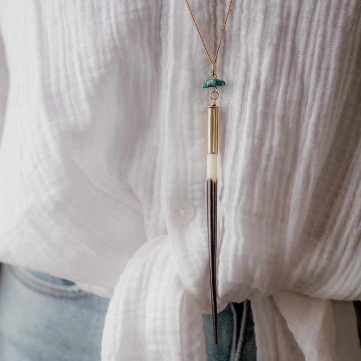 Necklace-Quill + Turquoise Necklace