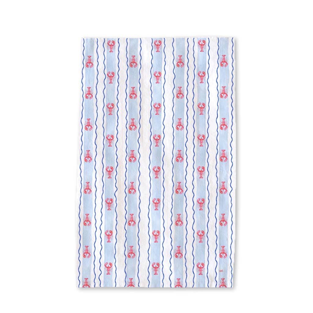 Tea Towel-Lobster Striped Coastal Summer