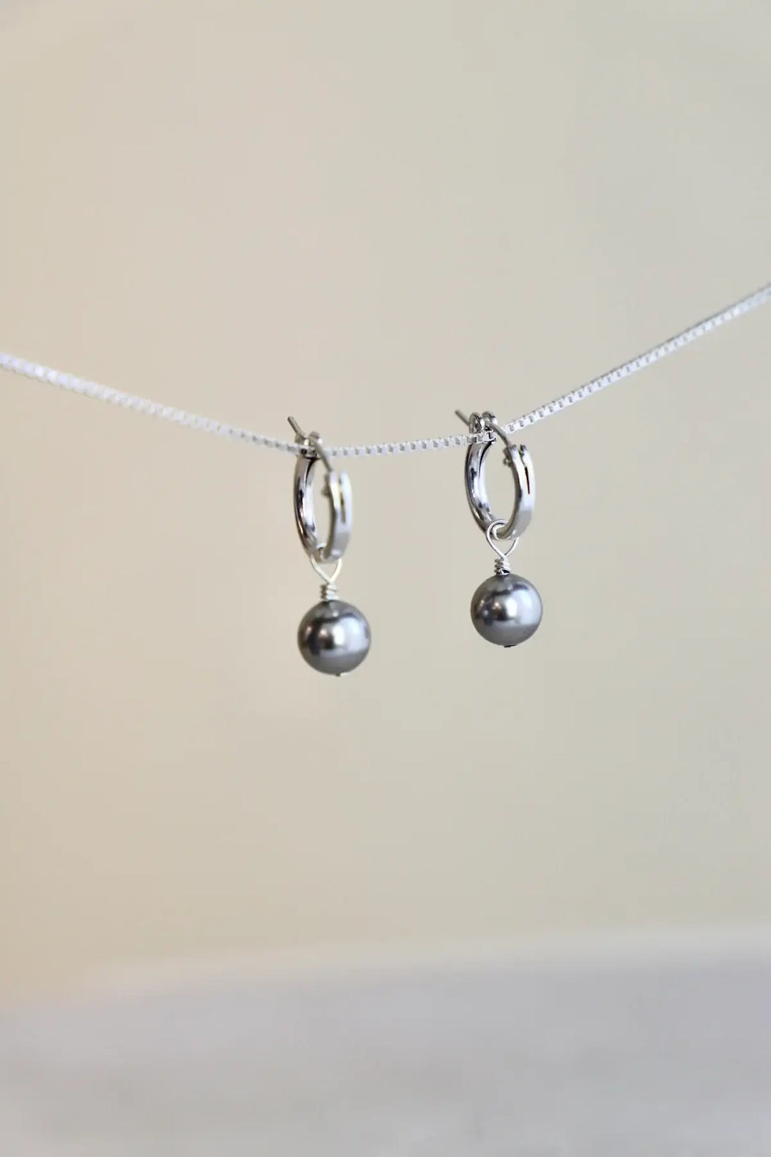 E1682S Silver Earrings-Metallic Pearl & Filled Hoops