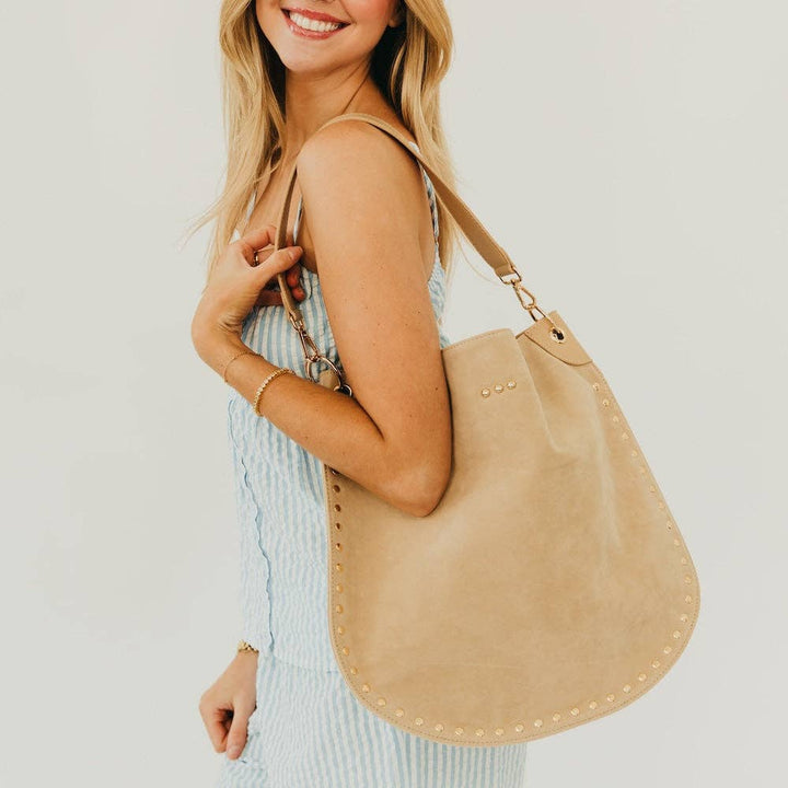 Hobo Bag-Rosalie Rivet Suede