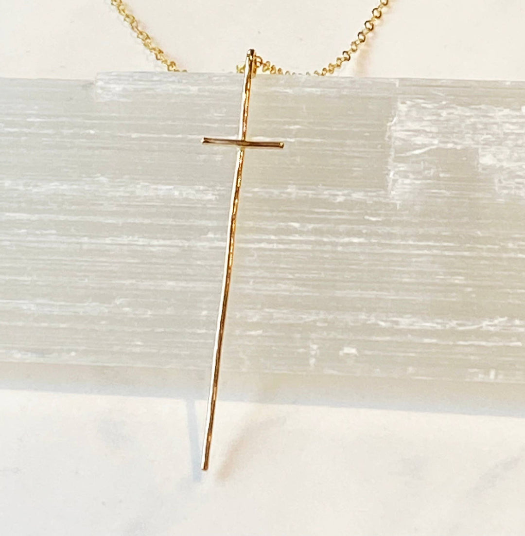 Necklace-Modern cross-14kt gold filled
