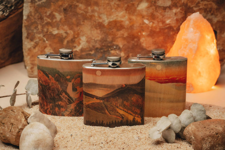 Wood Flask 6oz - Rolling Mountains