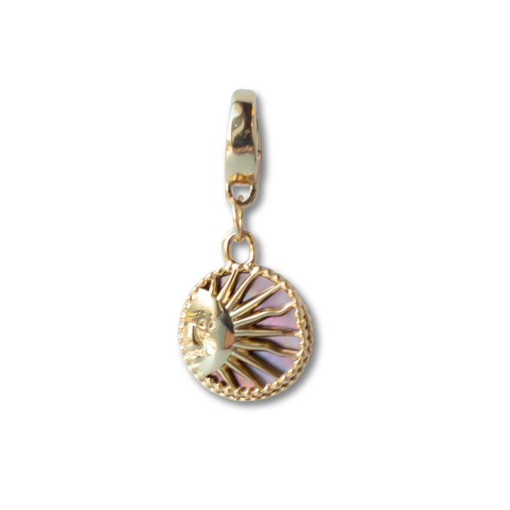 Gold Charm-Sun & Moon Mother of Pearl