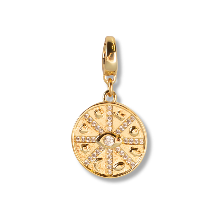 Gold Charm-Lucky Medallion CZ