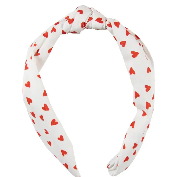 Knotted Headband Heart Print