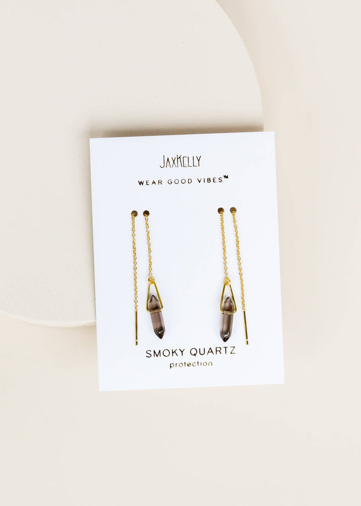 Earrings-Threader Smoky Quartz
