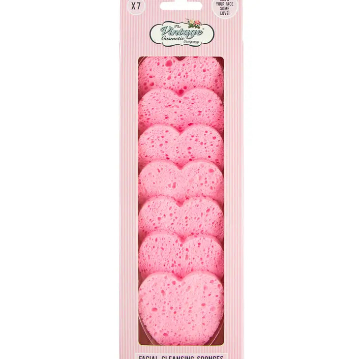 7 Piece Cleansing Sponges-Hearts