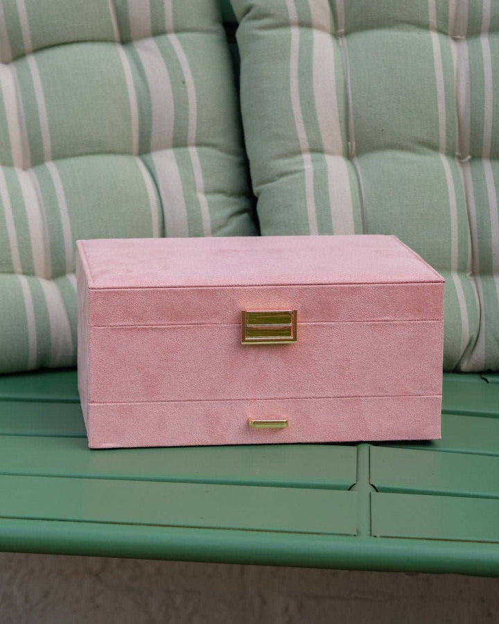 Denise-Pink Velvet Jewelry Box