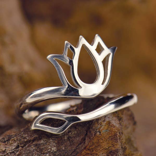 Adjustable Lotus Design Ring-Sterling Silver