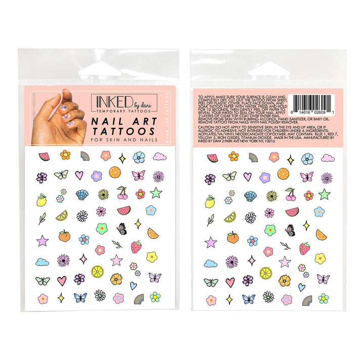 Daisy Dreams Nail Art Temporary Tattoo Pack - Color