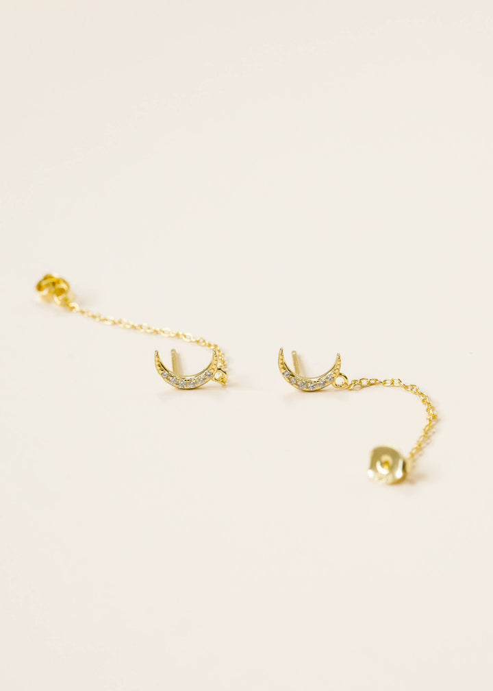 Earrings-Chain Huggie Moon