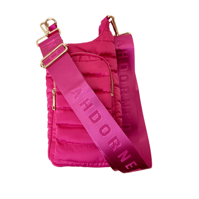 Emma Quilted Puffy Water Bottle Holder w/2" Solid Strap