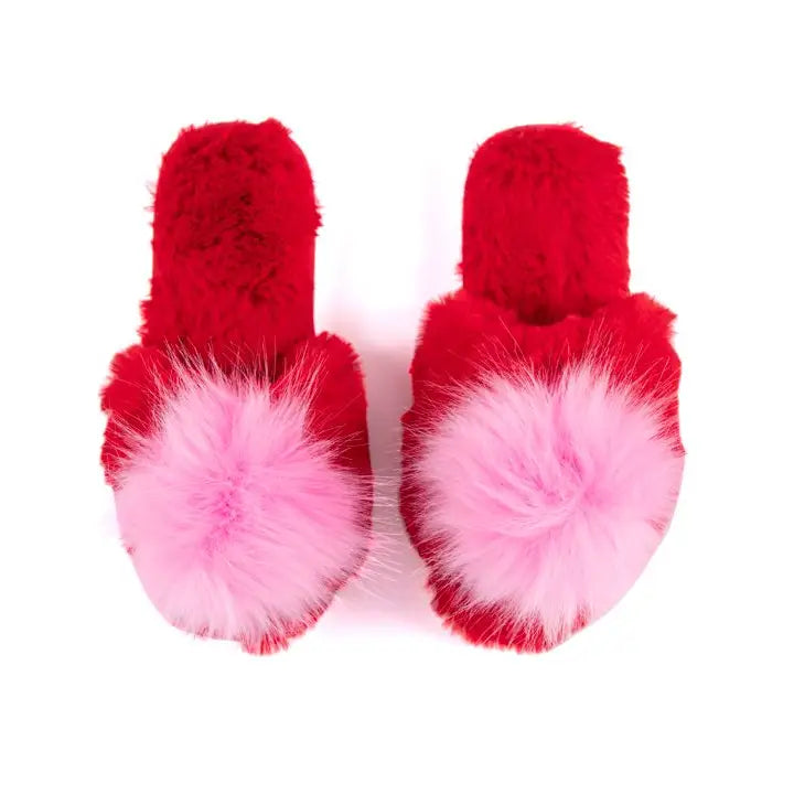 Amore Slippers-Red w/Pink Fluff